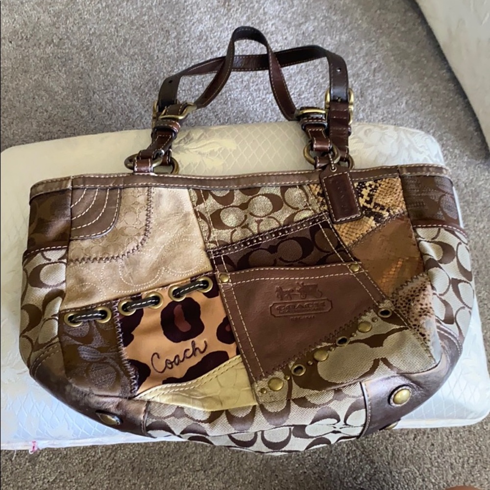 Coach leather patchwork purse